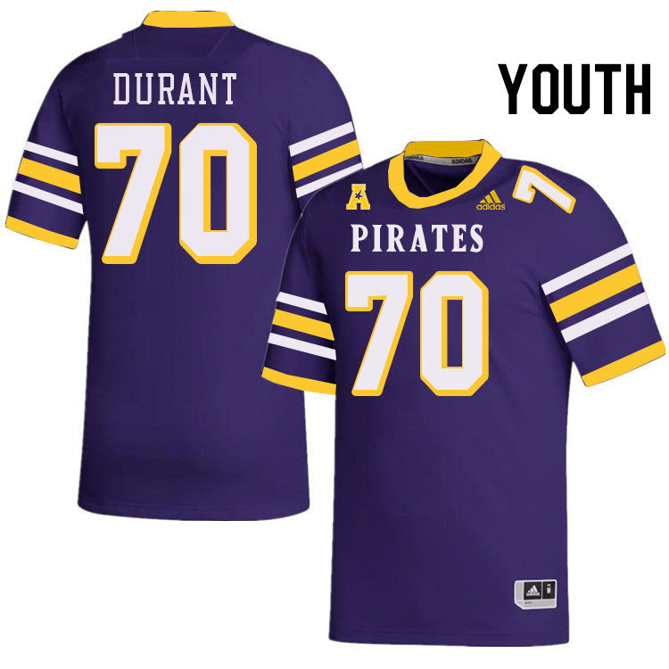 Youth #70 Kameron Durant ECU Pirates College Football Jerseys Stitched-Throwback